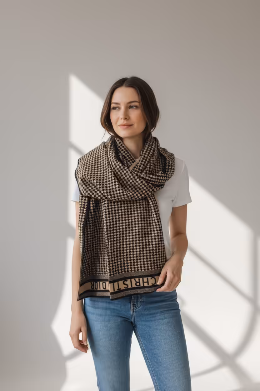 Dior Black Brown Bobby Woolen Stole