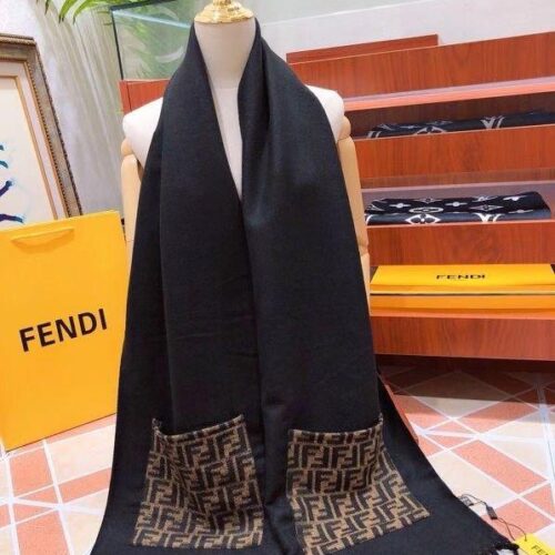 WhatsApp Image 2024-09-21 at 4.15.56 PM Fendi Black Brown Unisex Muffler