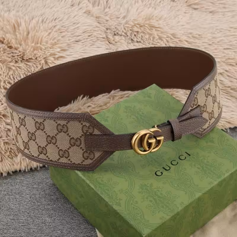 Gucci Printed Coated Canvas and Textured Leather Waist Belt