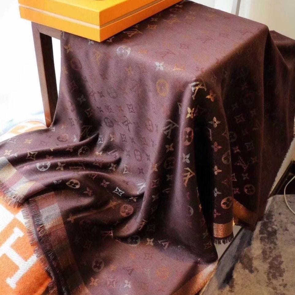 a90838fb-54fb-4dee-b27a-a38d35aa0e73-1c9a8cac Louis Vuitton Shimmer Big Size Semi Coffee Woolen Stole Unisex