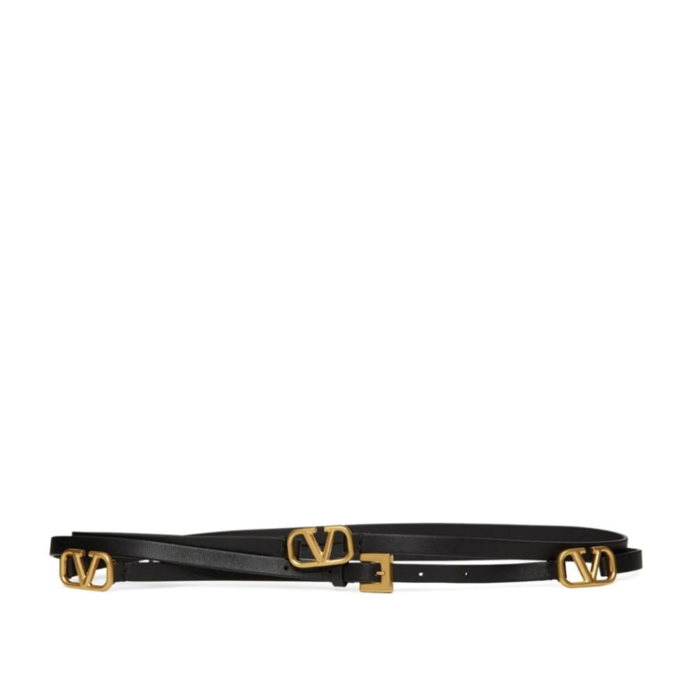Valentino Garavani Premium Black Signature Nappa Belt