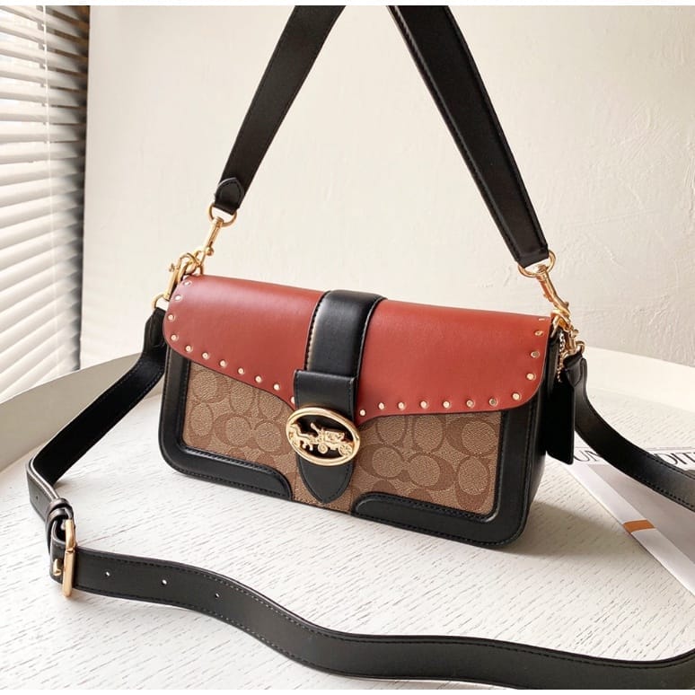 Coach Georgie Apricot Tan Shoulder Bag (With Box)