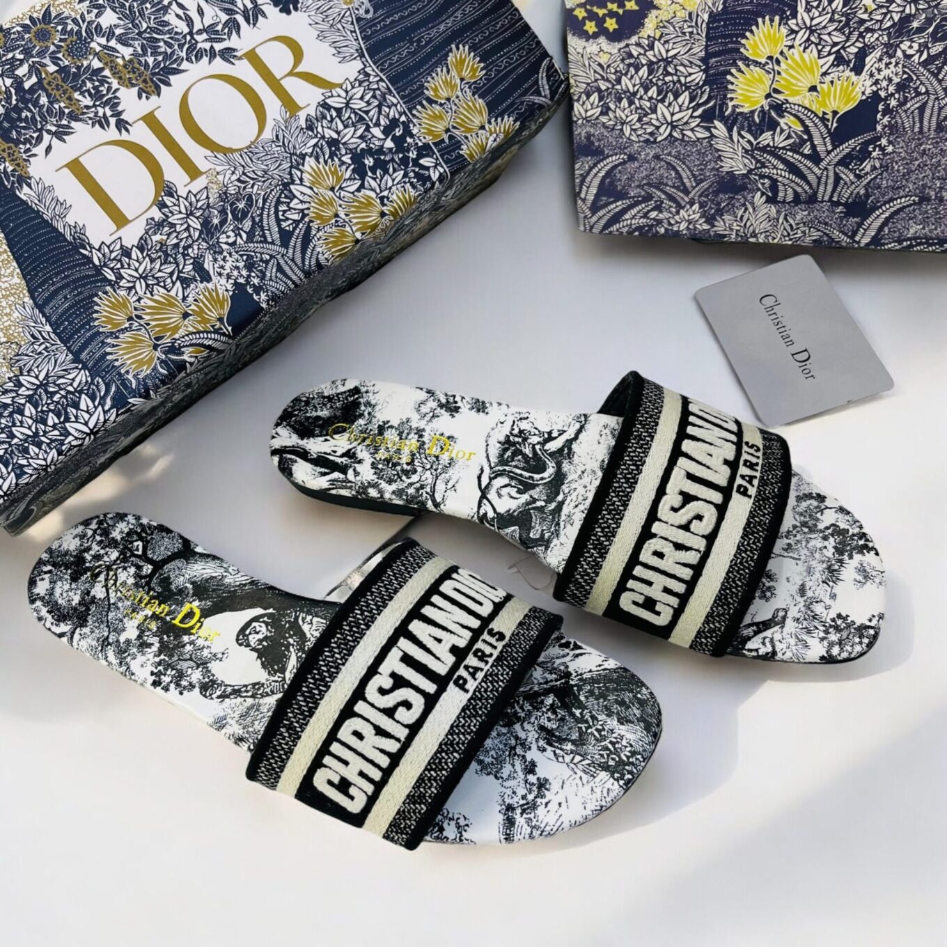 Christian Dior Black Tiger Dway Slide