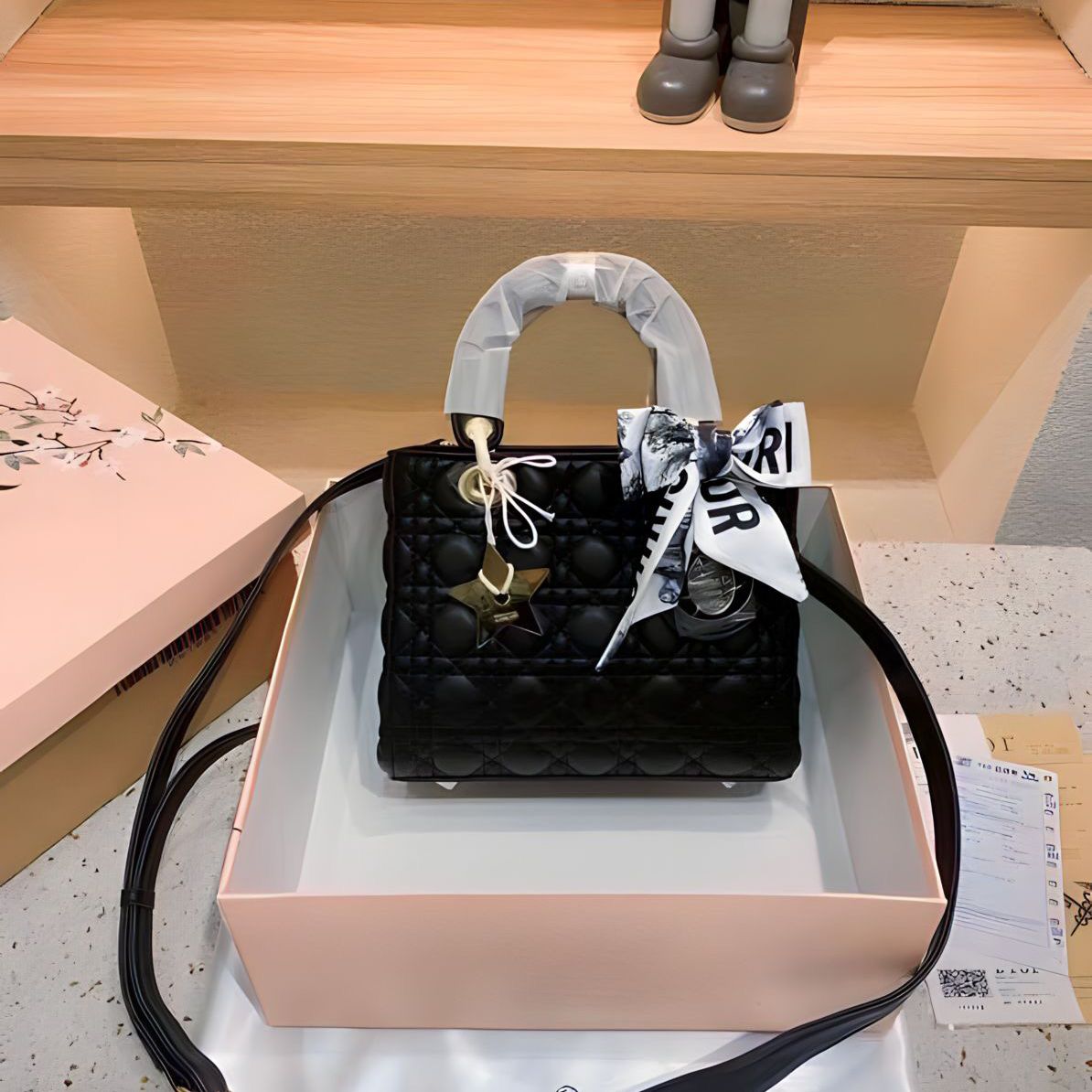 Lady Dior Premium Black Hand Bag (With Box)