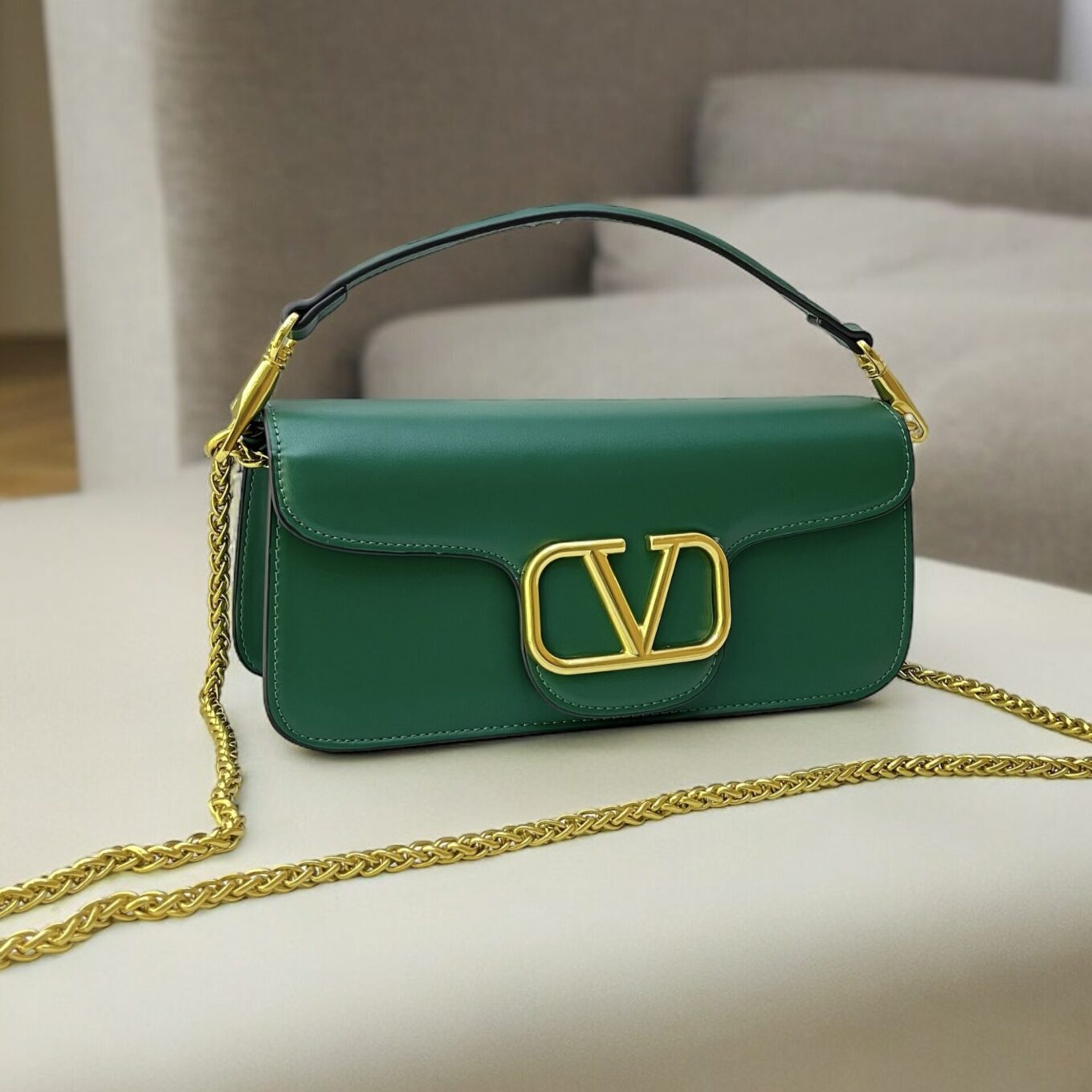 Photoroom_20240410_221223 Valentino Loco Green Shoulder Bag With Box