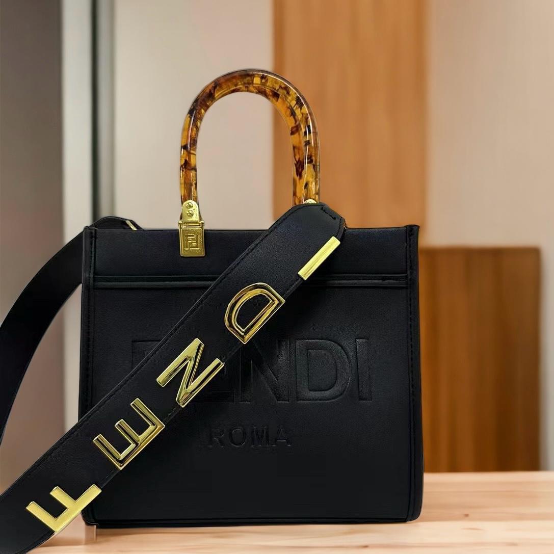 Fendi Roma Sunshine Small Black Tote Bag