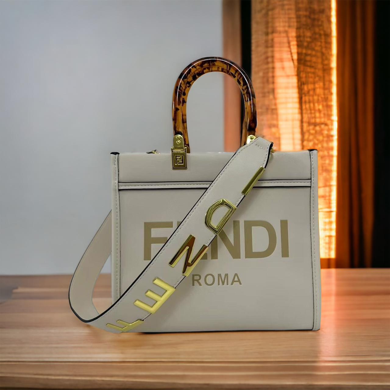 Fendi Roma Sunshine Small Off White Tote Bag