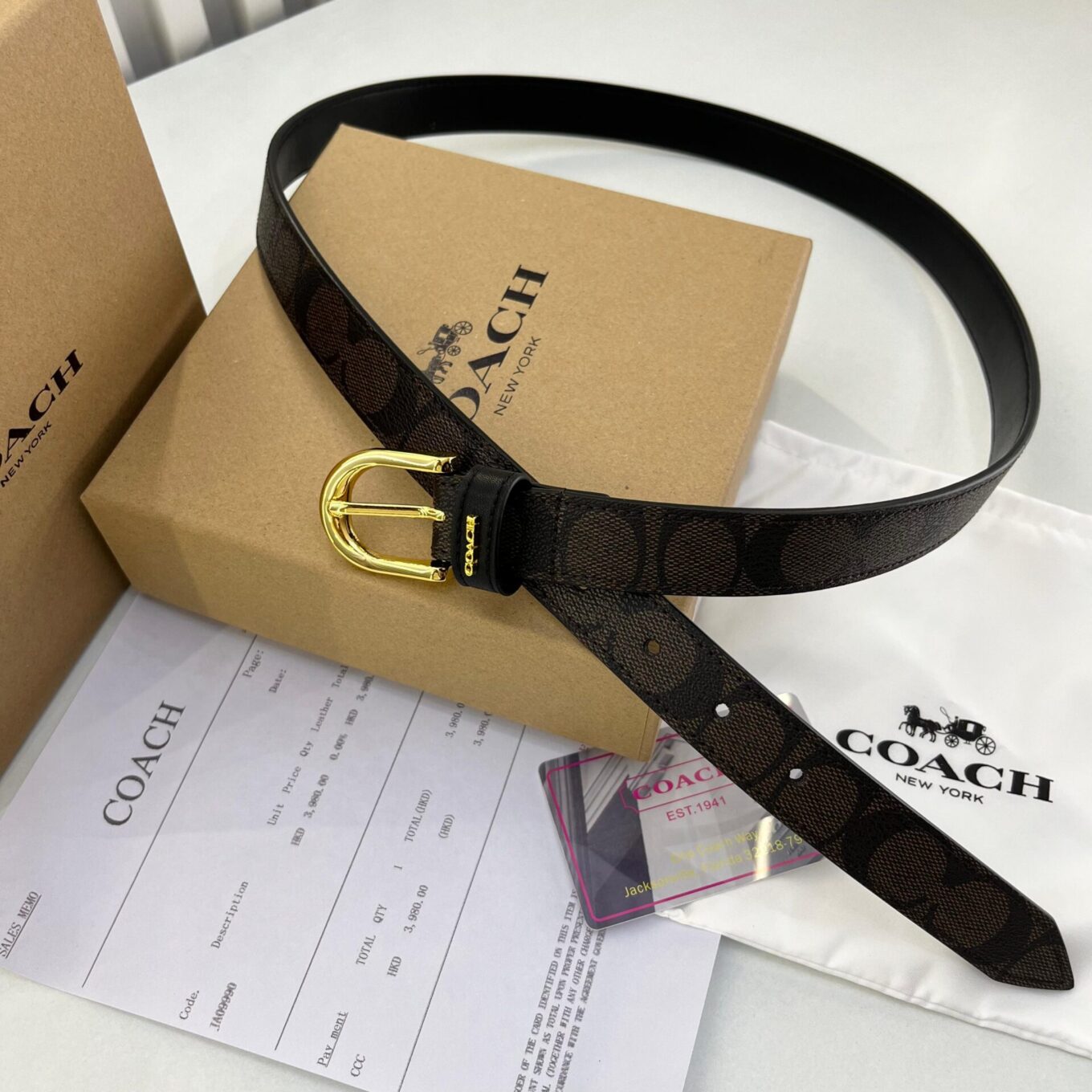 Coach Coffee Signature Pin Buckle Unisex Belt