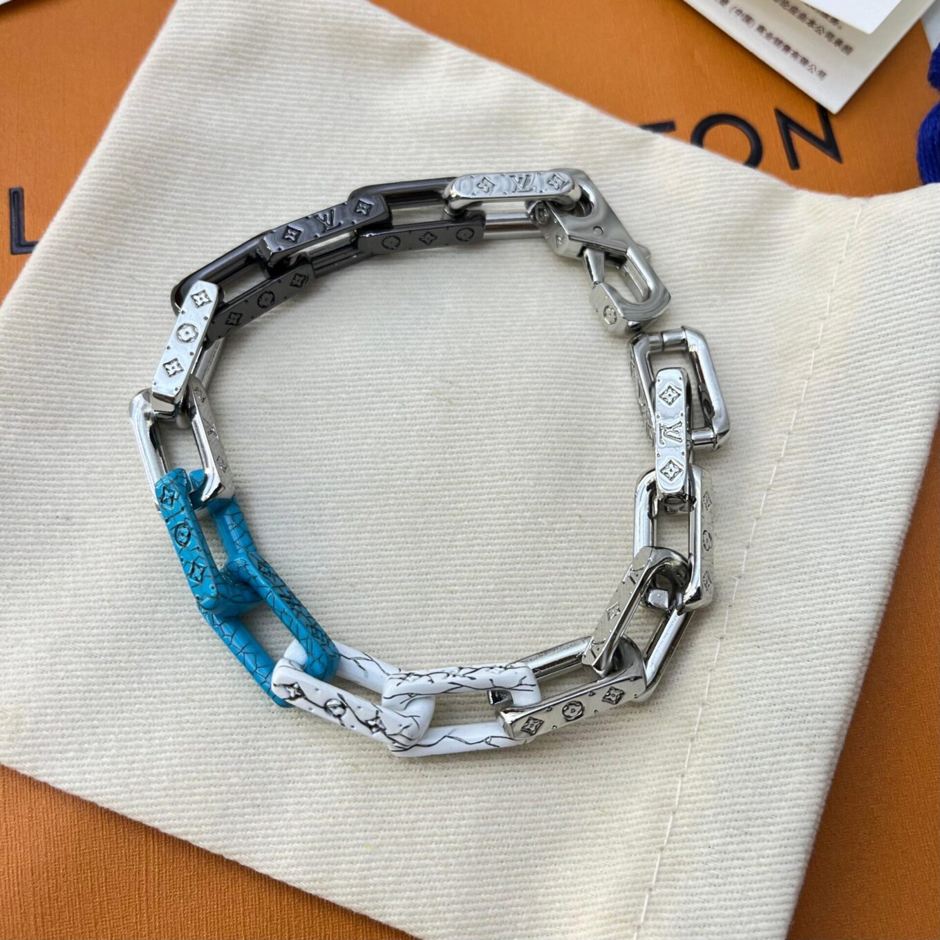 Louis Vuitton Silver Blue Chain