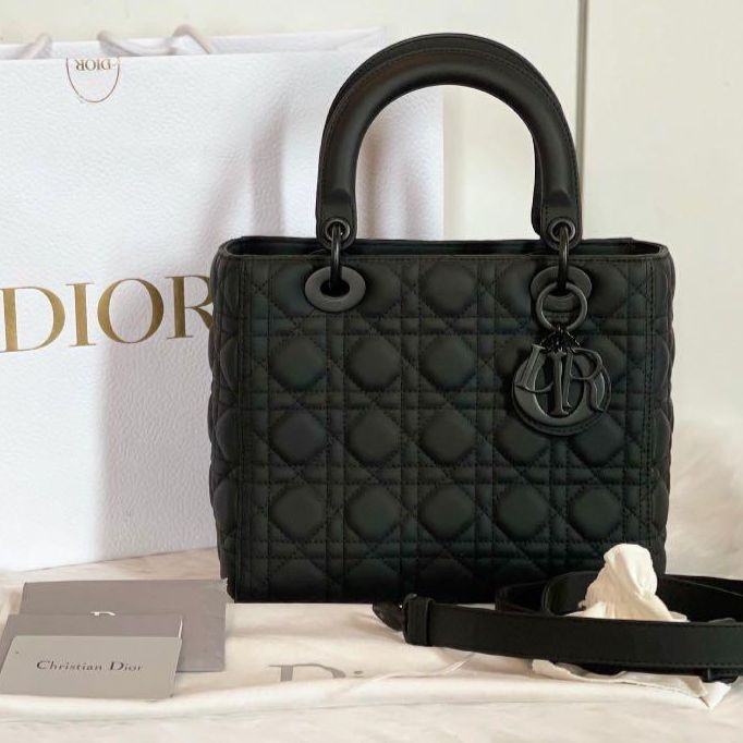 WhatsApp Image 2024-08-06 at 4.26.03 PM Dior Black Matte Medium Lady Dior Handbag (With Box)