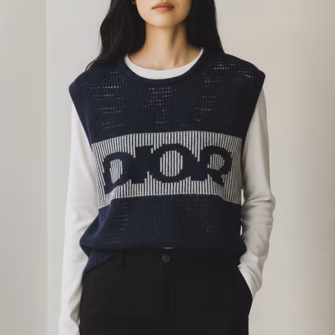 Photoroom_20251128_193242 Dior Knitted Blue Sleeveless Sweater