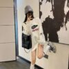 Balenciaga Round Neck White Long Sweater With Matching Long Socks