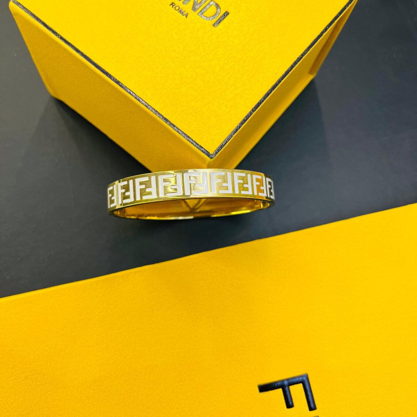 Fendi Gold FF White Bracelet