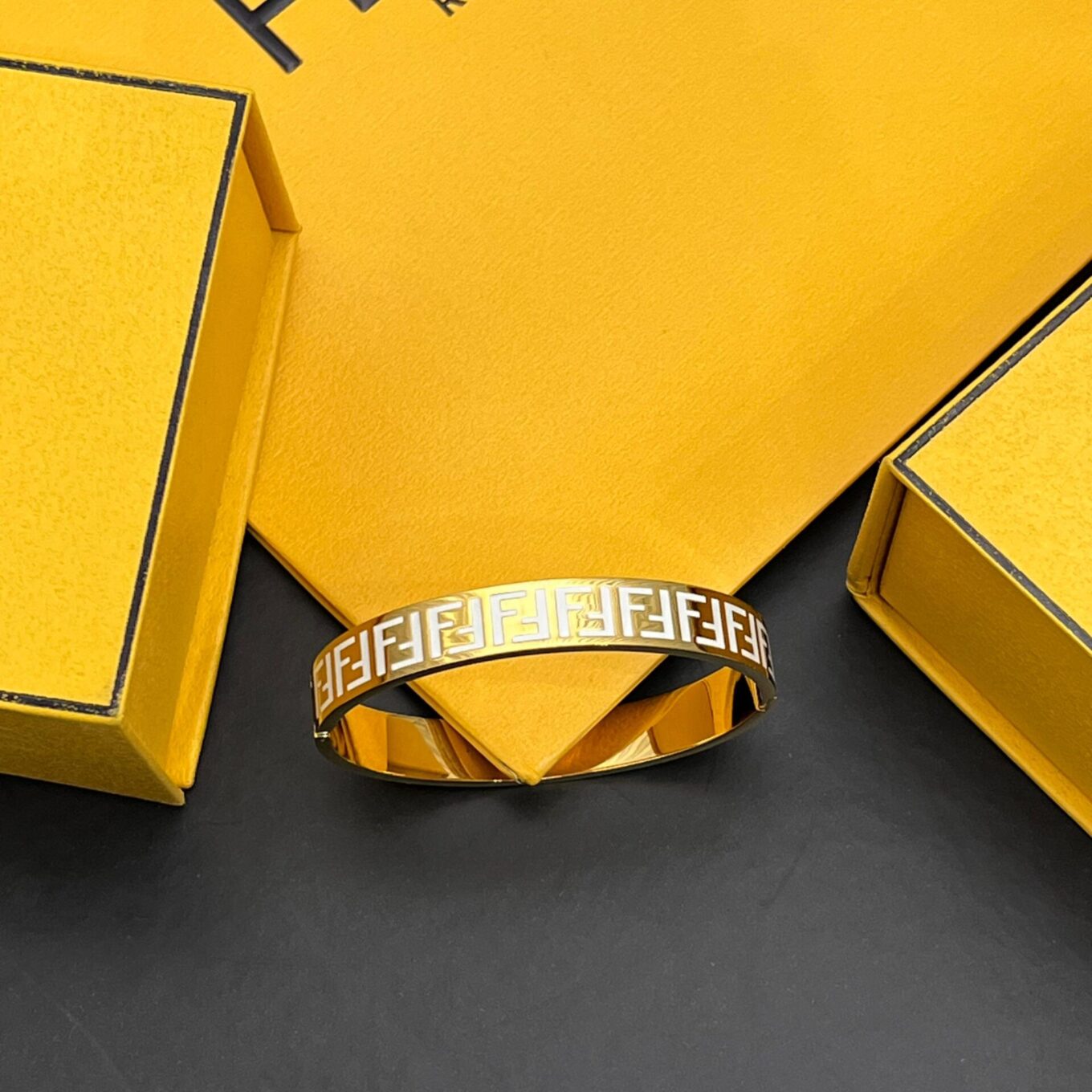 Fendi Gold FF White Bracelet