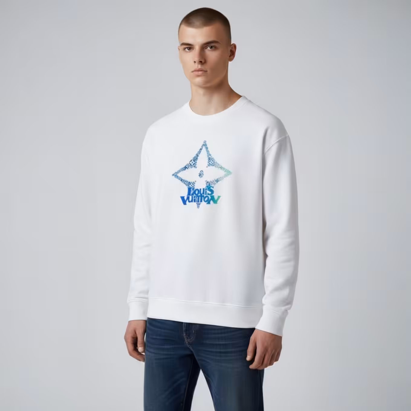 Photoroom_20251202_191545 Louis Vuitton Flower White Sweatshirt