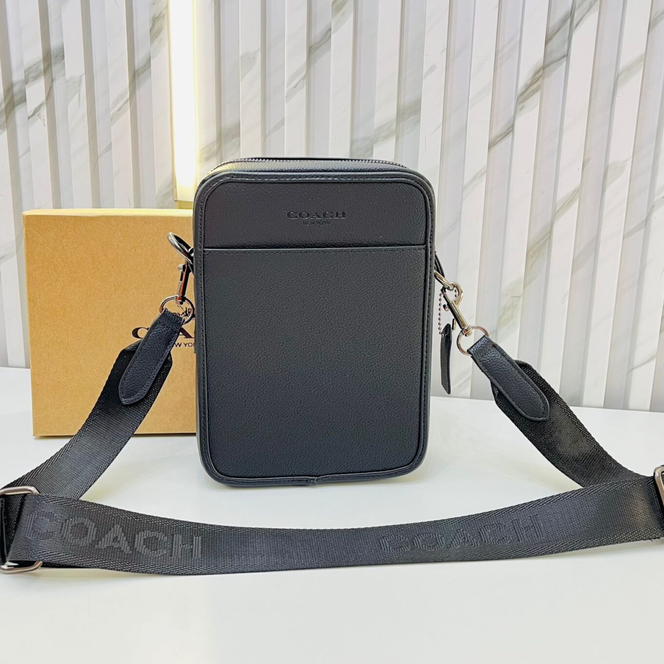 Coach All Black Messenger Bag (With Box)