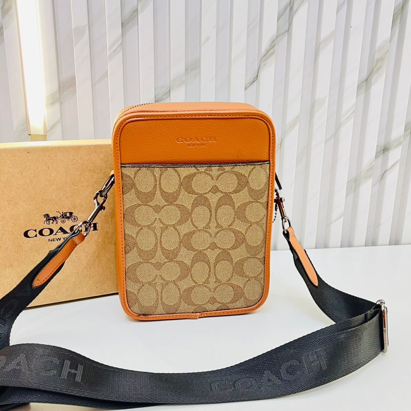 Coach Apricot Brown Messenger Bag (With Box)