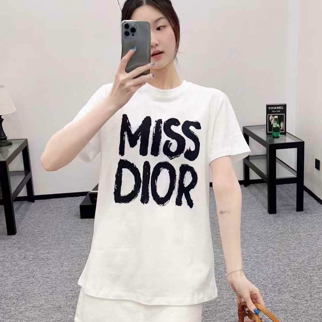 Miss Dior White Black Oversized T-shirt  For Women
