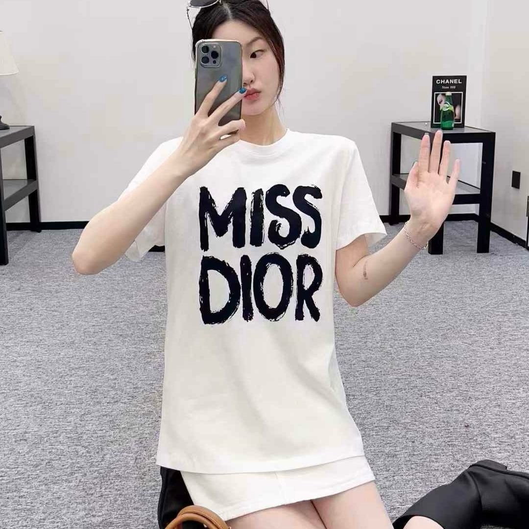 Miss Dior White Black Oversized T-shirt  For Women