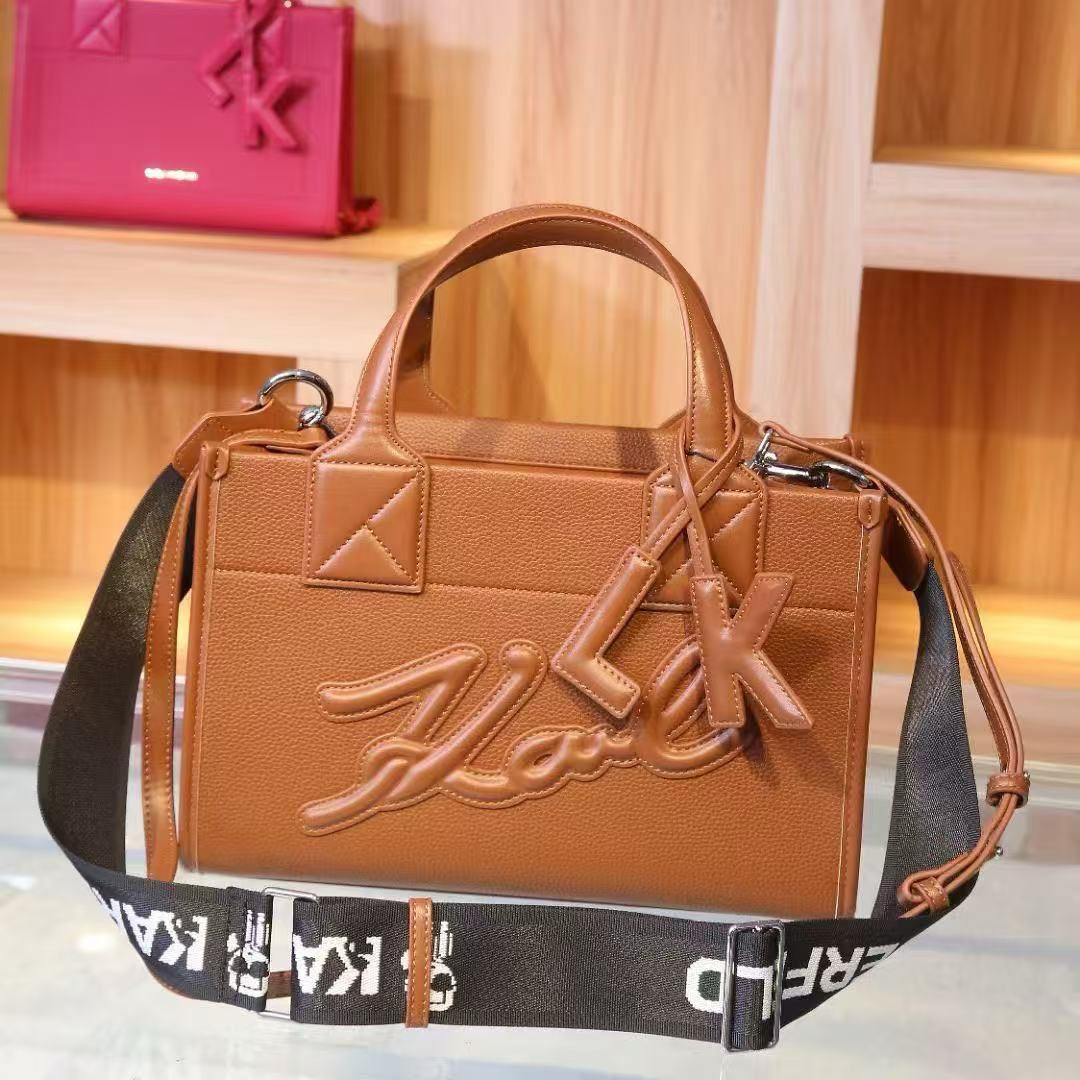 WhatsApp Image 2025-03-03 at 6.24.53 PM Karl Lagerfeld K/SKUARE Brown Color Grainy Small Tote Bag (With Box)