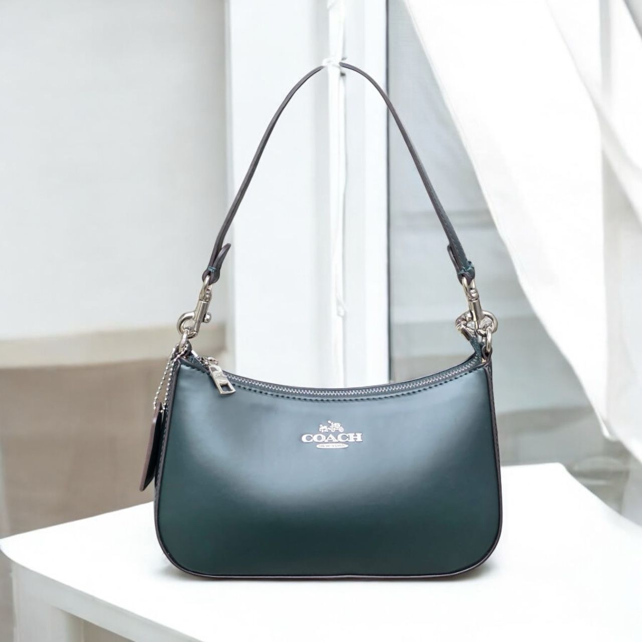 Coach Teri Leatherate Green Sling Bag (With Box)