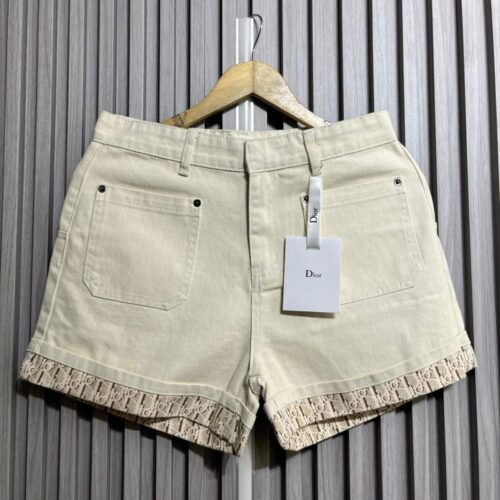WhatsApp Image 2025-05-22 at 7.59.58 PM Dior Women's Beige Fringe Denim Shorts