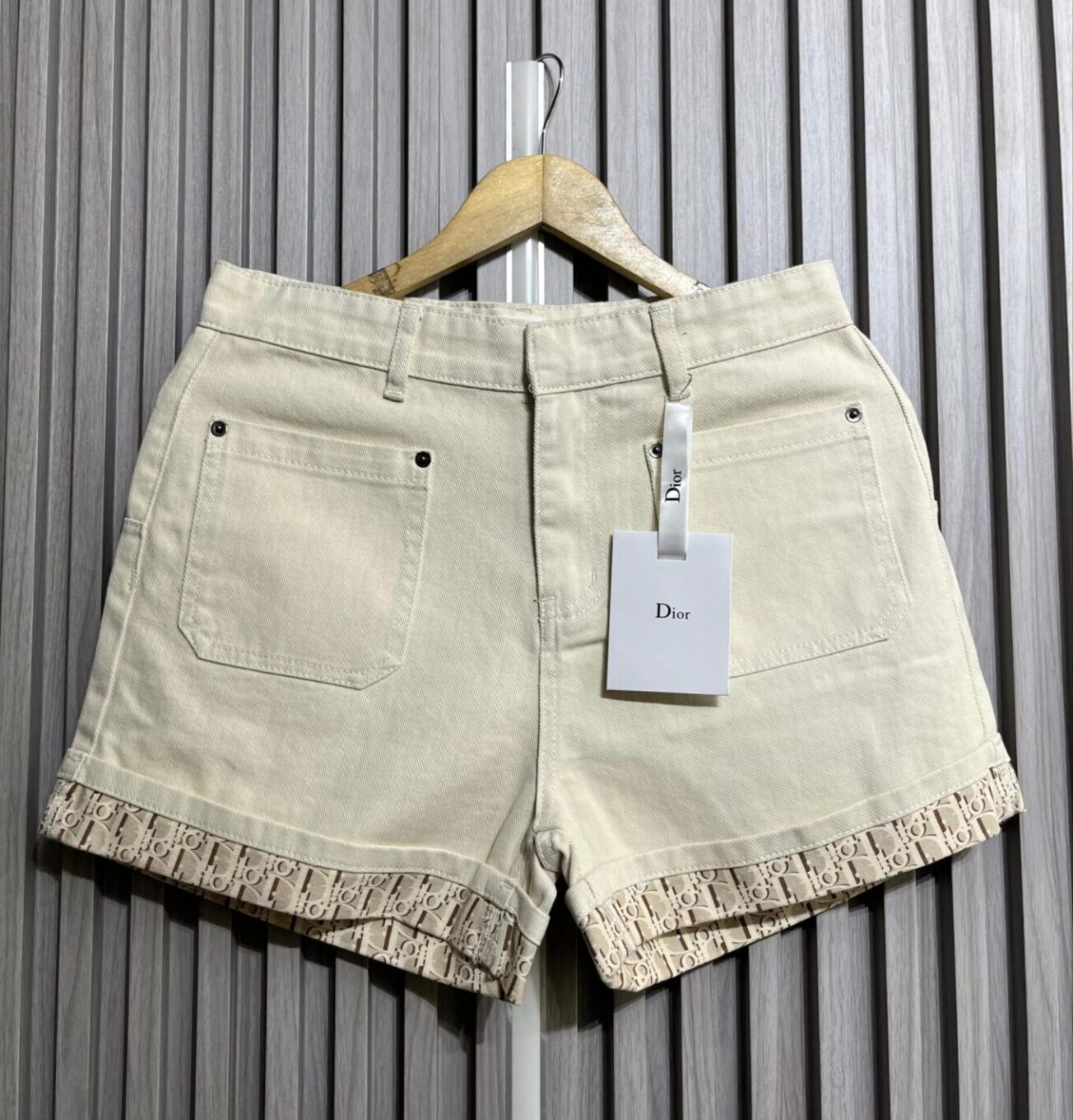 WhatsApp Image 2025-05-22 at 7.59.58 PM Dior Women's Beige Fringe Denim Shorts