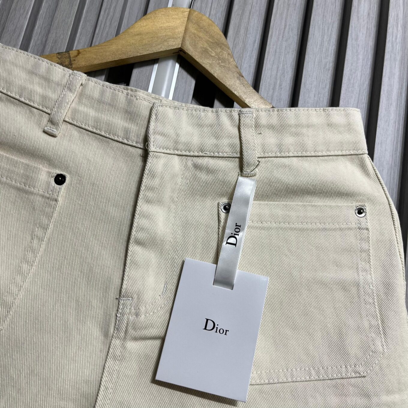 WhatsApp Image 2025-05-22 at 8.00.27 PM (1) Dior Women's Beige Fringe Denim Shorts