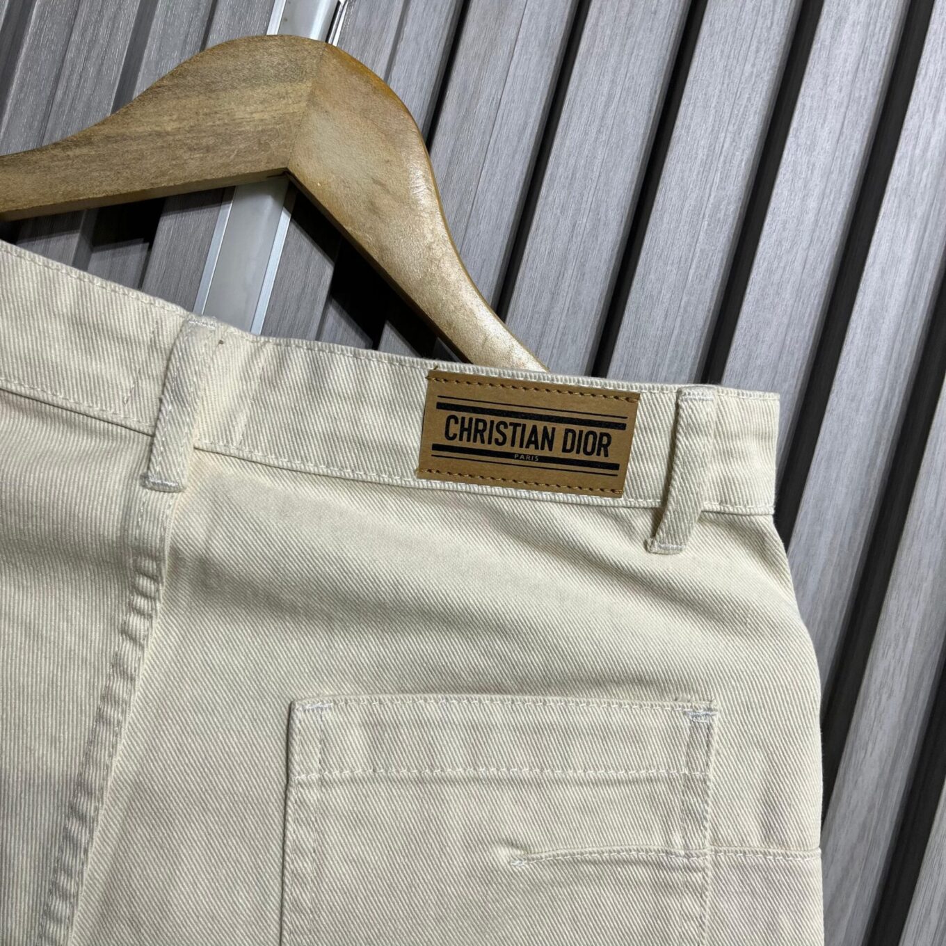 WhatsApp Image 2025-05-22 at 8.00.28 PM Dior Women's Beige Fringe Denim Shorts