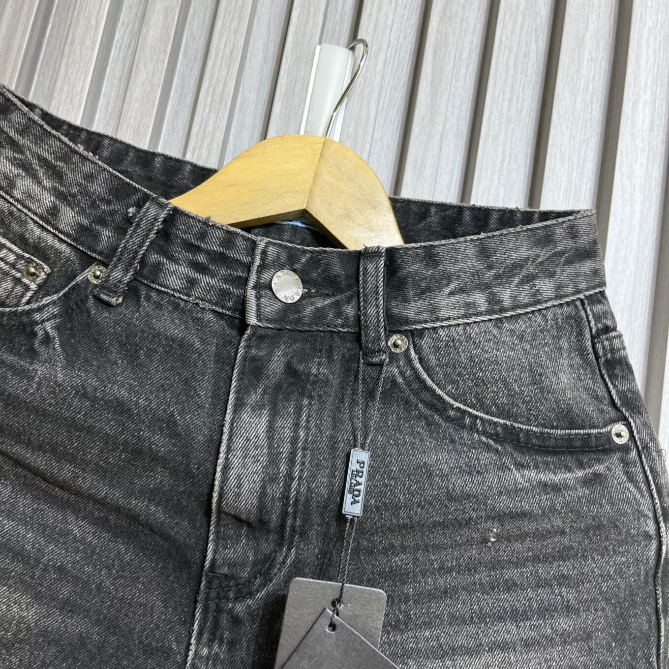 WhatsApp Image 2025-05-26 at 4.20.36 PM (1) Prada Charcol Denim Shorts For Women