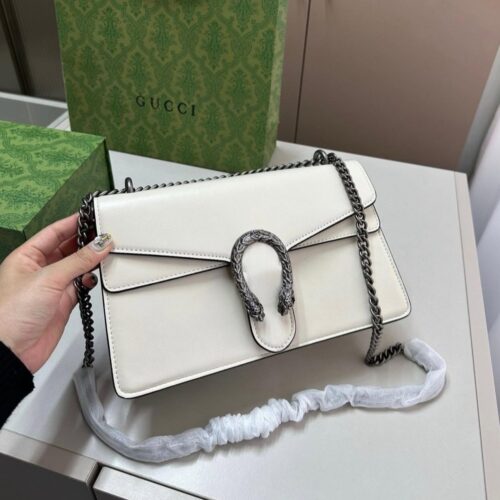 Gucci Dionysus White Shinny Sling Bag (With Box)