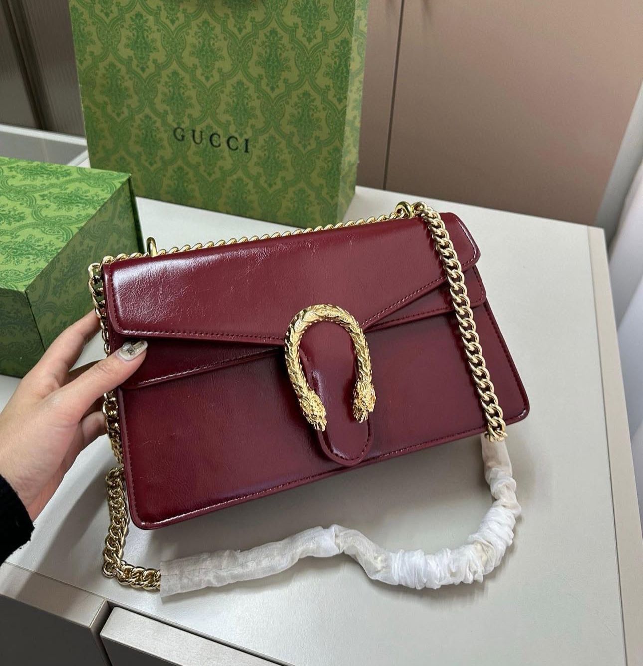 WhatsApp Image 2025-06-04 at 10.32.21 AM Gucci Dionysus Wine Shinny Sling Bag (With Box)
