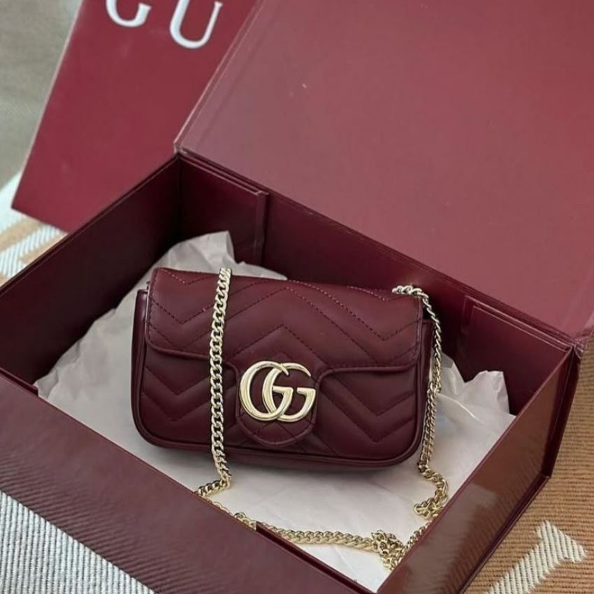 Gucci Marmont Mini Wine Sling Bag (With Double Box)