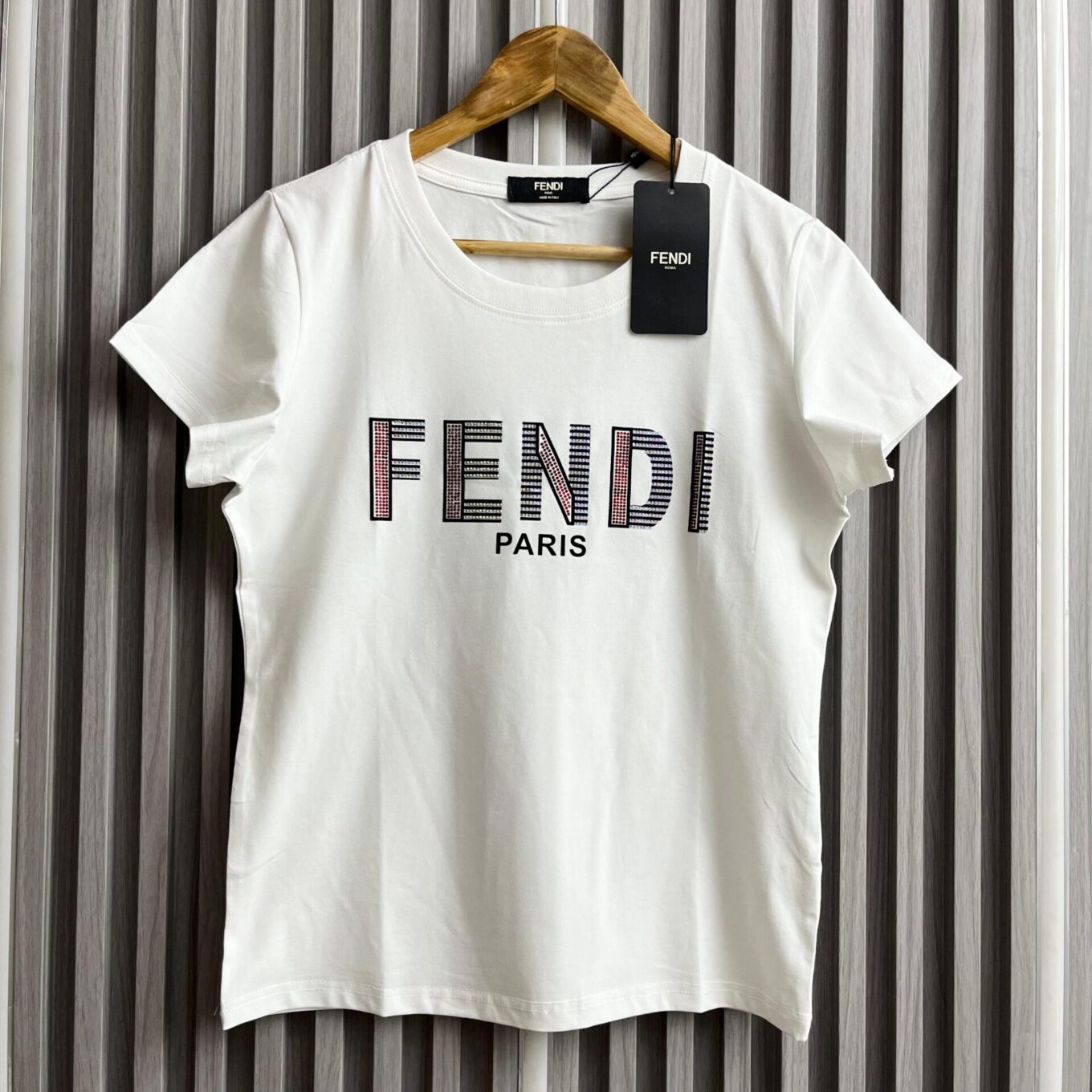 Fendi White Stone Tshirt For Women