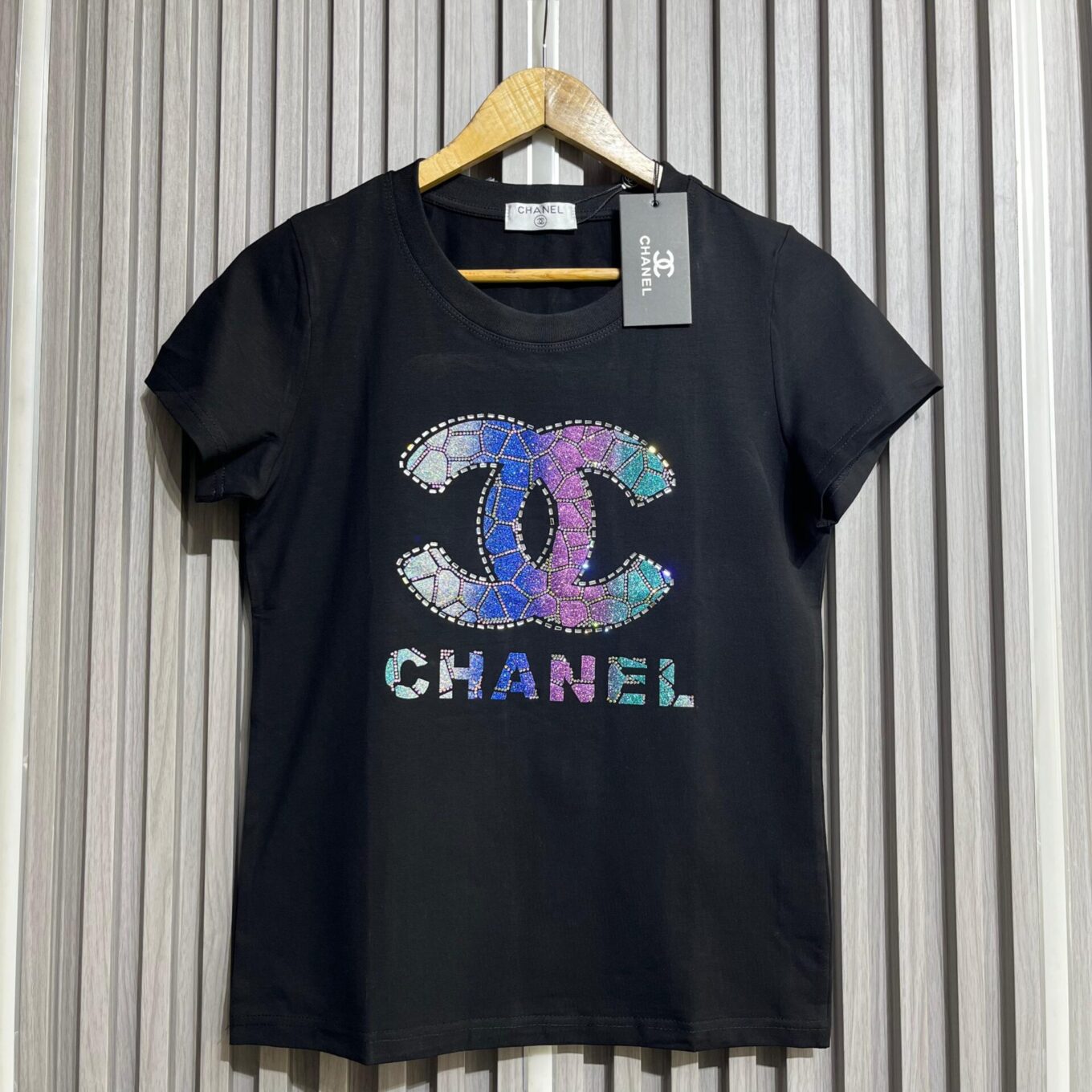 Chanel Black 3D Logo Tshirt For Women