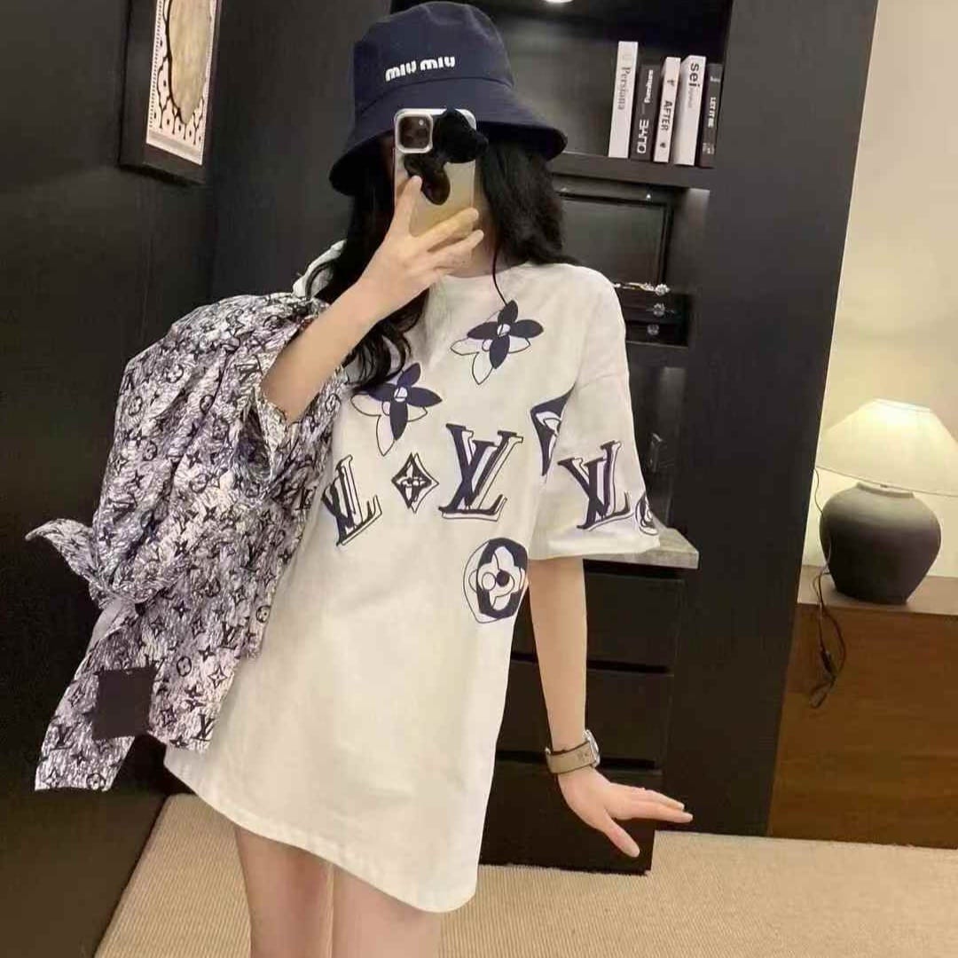 WhatsApp Image 2025-06-17 at 11.54.19 AM Louis Vuitton White Printed Oversized T-shirt For Women