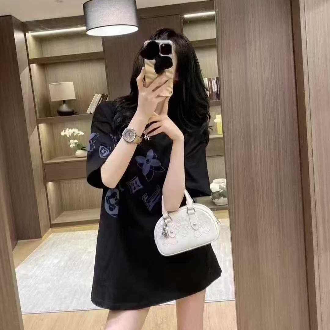 Louis Vuitton Black Printed Oversized T-shirt  For Women