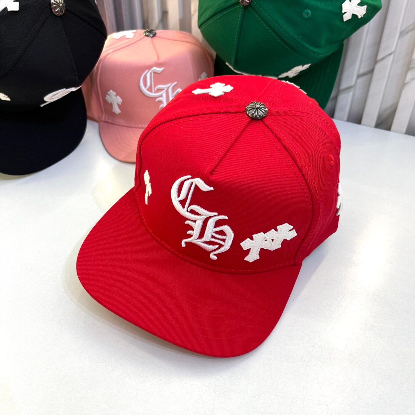 WhatsApp Image 2025-06-17 at 5.19.24 PM (1) Chromeheart Red Baseball Cap