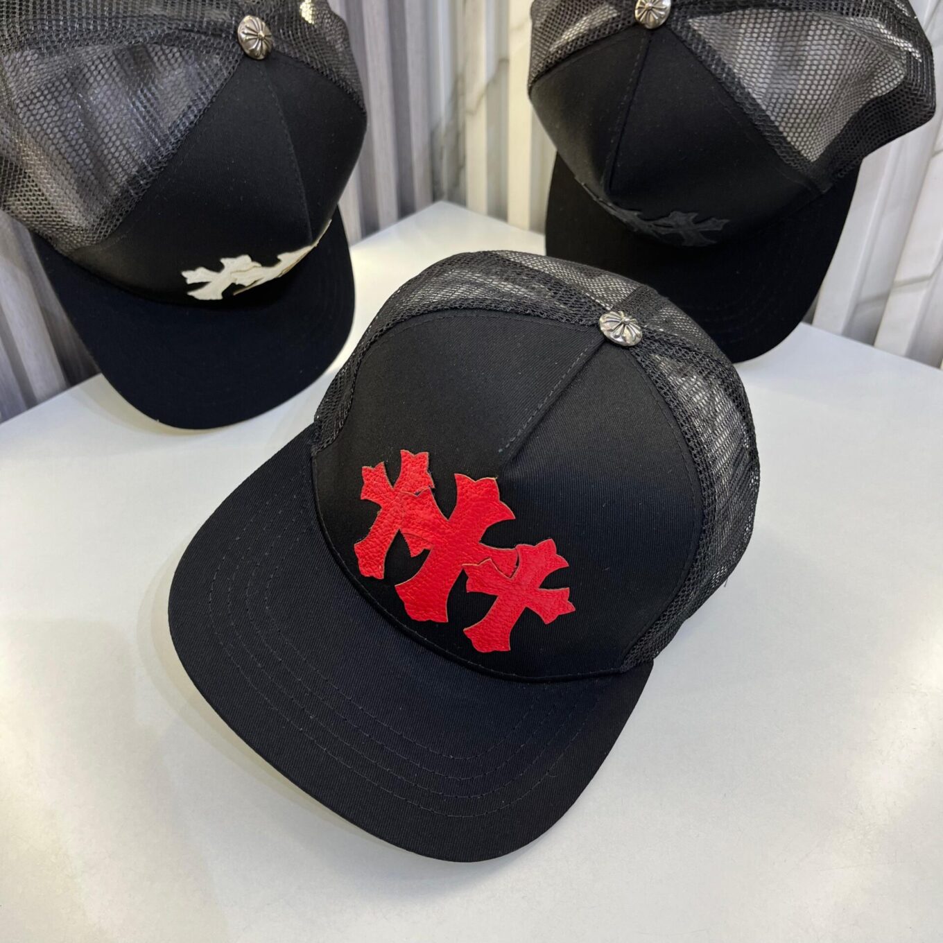 WhatsApp Image 2025-06-17 at 8.53.26 PM Chromeheart Cemetary Black Red Baseball Cap