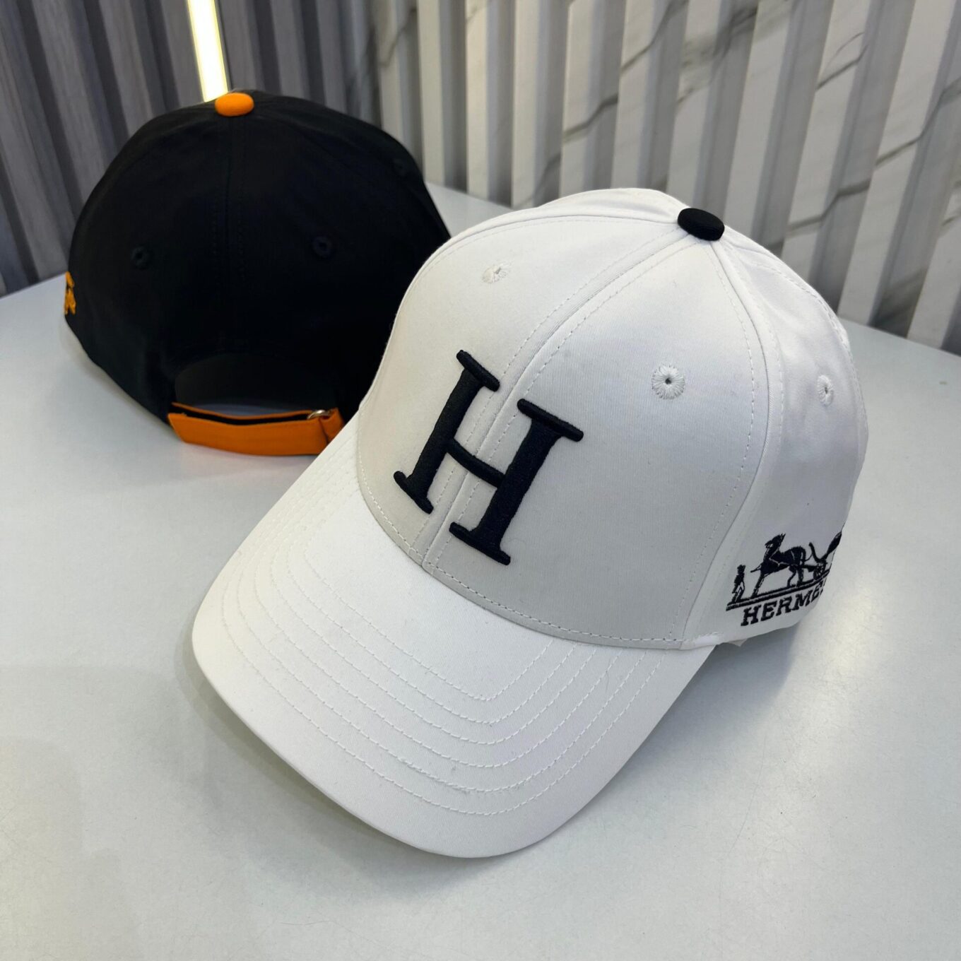 WhatsApp Image 2025-06-17 at 9.39.11 PM Hermes White Black Baseball Cap