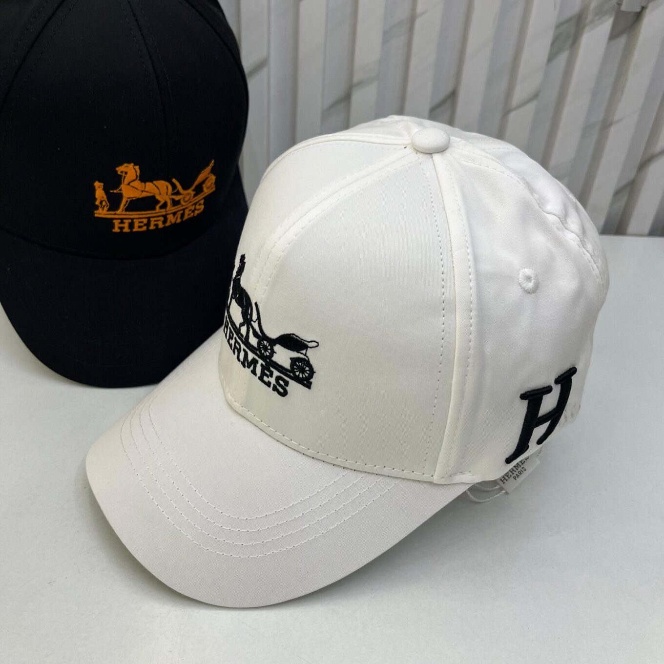 WhatsApp Image 2025-06-18 at 10.38.08 AM Hermes White Black Baseball Cap