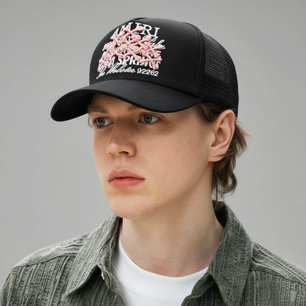 WhatsApp Image 2026-01-08 at 23.55.11 (1) Amiri Black Pink Bone Baseball Cap
