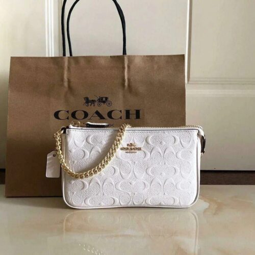 Coach Embossed White Shoulder Bag (With Box)