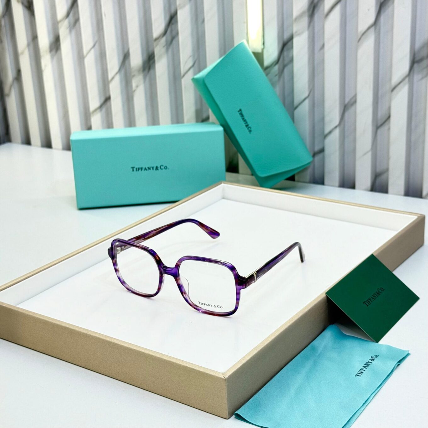 WhatsApp Image 2025-08-17 at 5.18.35 PM Tiffany & Co. Gold Purple Square Women's Eyeglasses