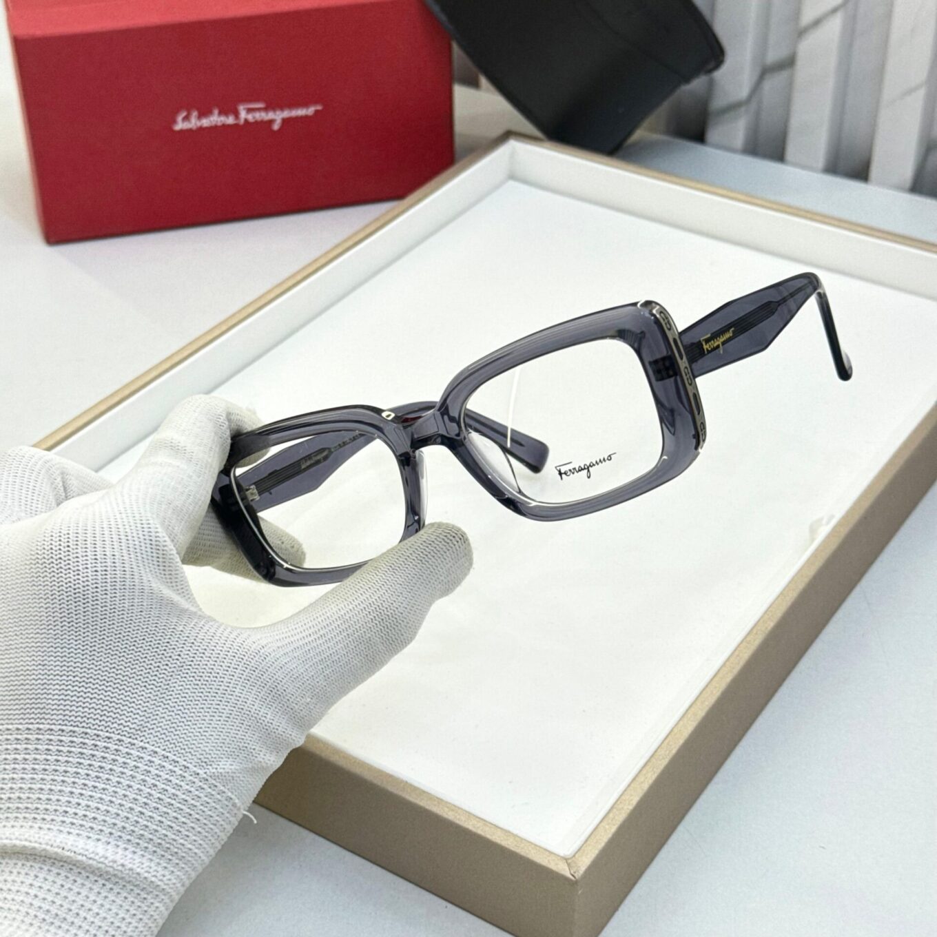 WhatsApp Image 2025-08-17 at 5.52.42 PM (1) Salvatore Ferragamo Rectangular Unisex Grey Eyeglasses