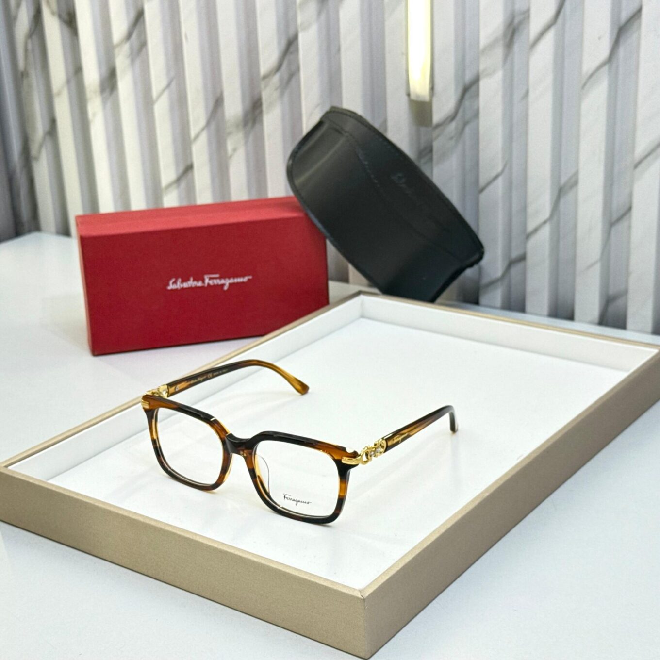 WhatsApp Image 2025-08-17 at 5.54.10 PM Salvatore Ferragamo Square Brown Unisex Eyeglasses