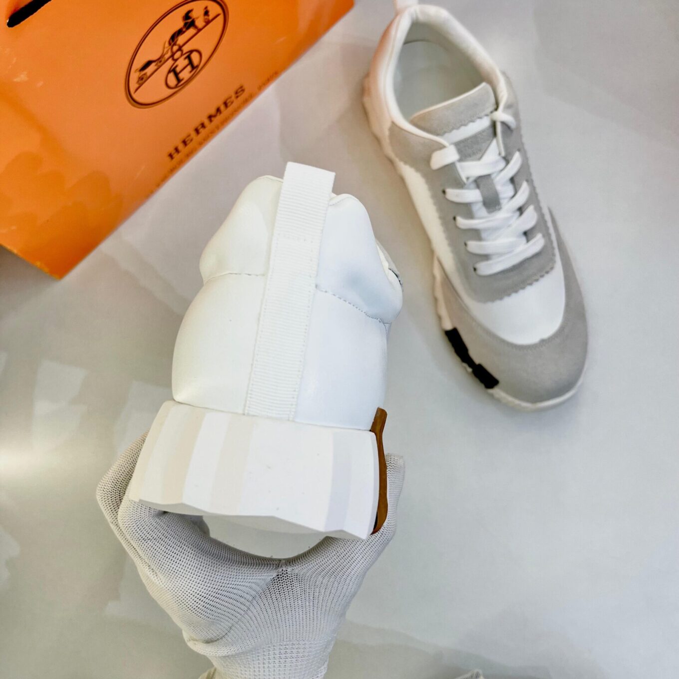 Hermes Bouncing White Sneaker
