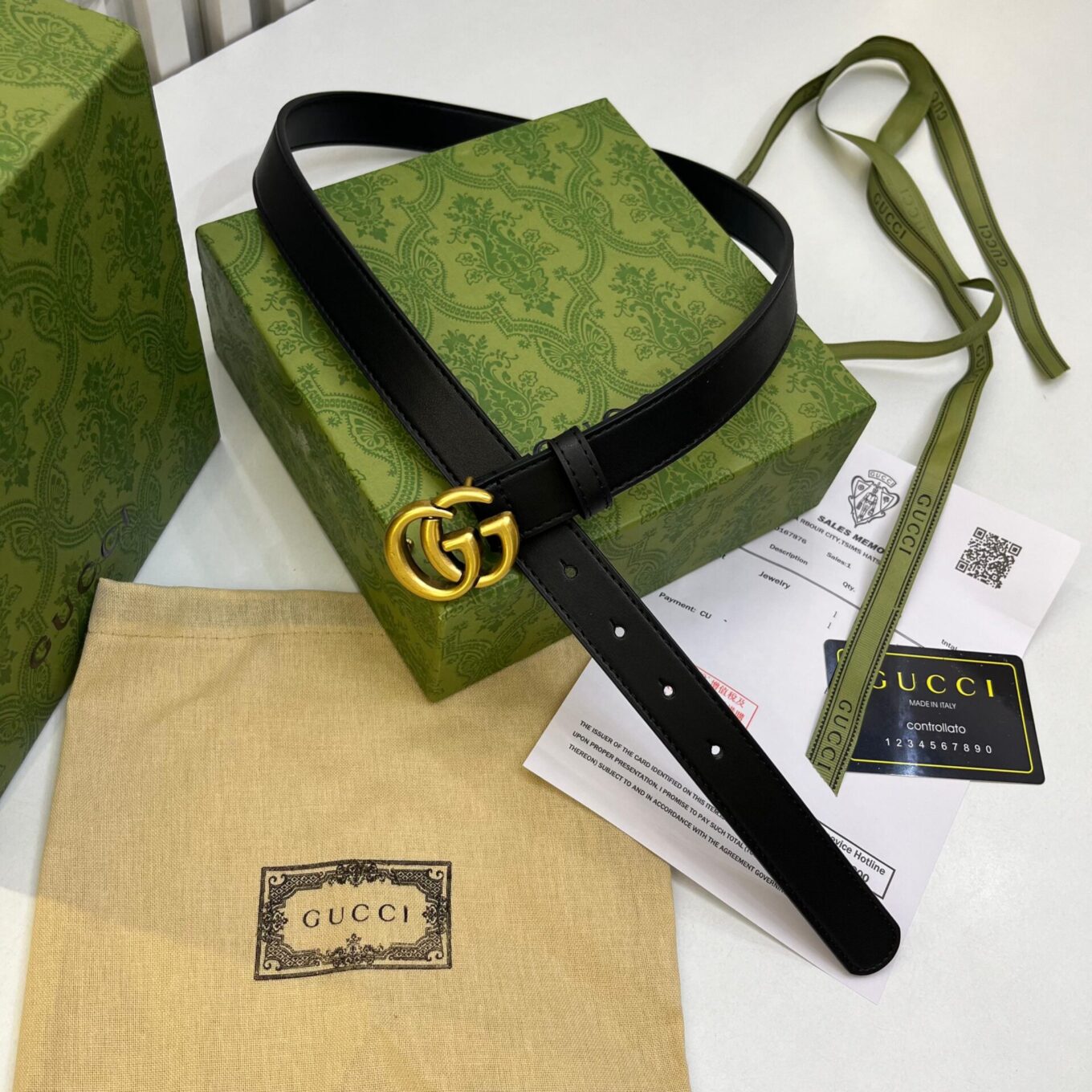 Gucci GG Slim Black Belt