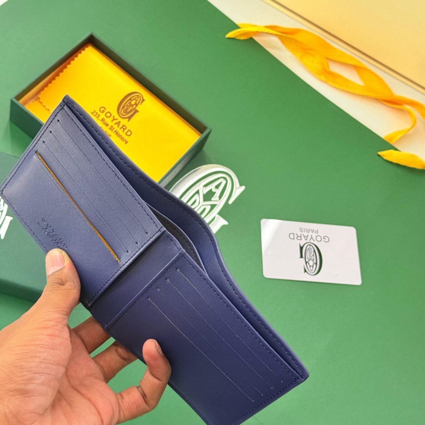 Goyard Victoire Blue Color Wallet With Box (With Box)