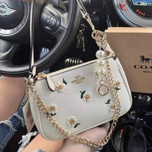 Coach Nolita 19 White Flower Shoulder Bag (With Box)